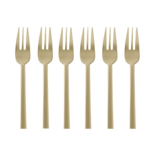 Sambonet Stainless Steel Cake Forks Set, 6 Pieces, Antique Pvd Champagne, Neutra