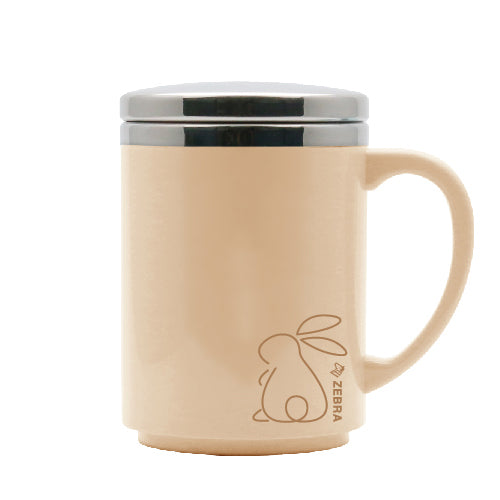 Zebra Stainless Steel Double Wall Mug Ø8xH12cm, 350ml, Vanilla, Prima Iv