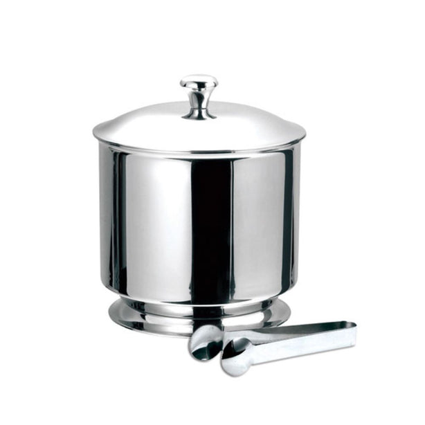 WNK Stainless Steel Double Wall Insulated Ice Bucket W/Lid & Tong L13.7cm, Ø15.5xH18.5cm, 1.6L