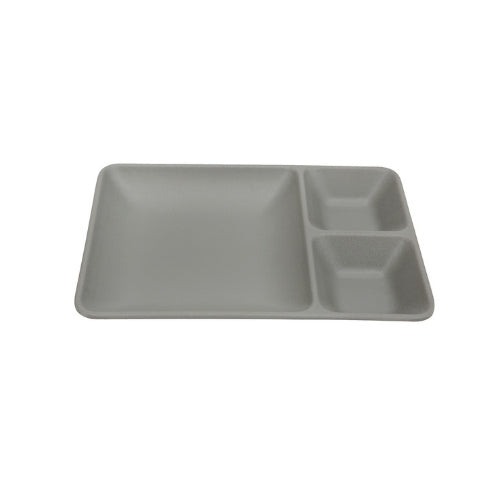 Shunta Melamine Rectangle 3-Divided/ Compartment Plate L24xW16.5xH3.1cm, Grey, Iwamatsu