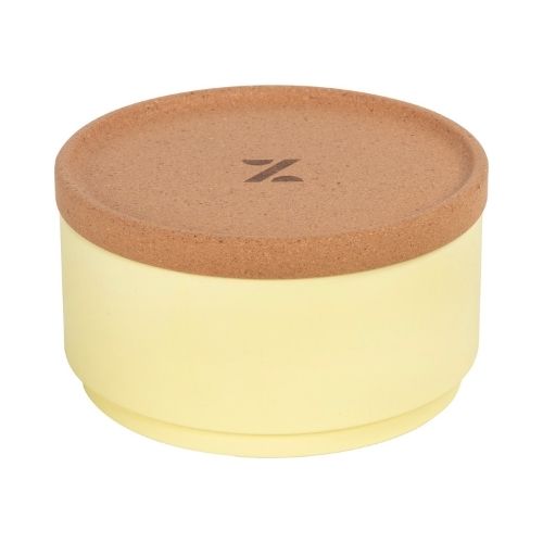 Zicco Melamine One Layer Round Storage Box With Lid Ø14xH7.5cm, Pale Yellow, Dynasty