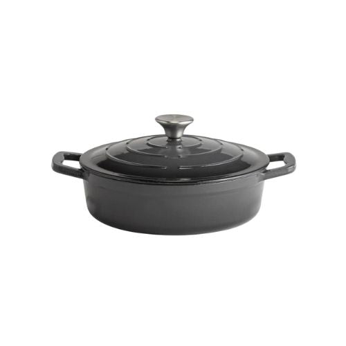 APS Enameled Cast Iron Round Low Casserole Ø25xH7cm, 2.5L, Anthracite, 5 Stars