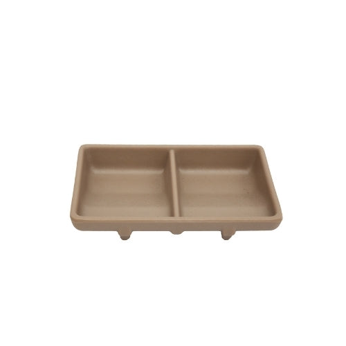 Shunta Melamine Rectangle 2-Divided/ Compartment Sauce Dish L13xW8.4xH2.4cm, Brown, Iwamatsu