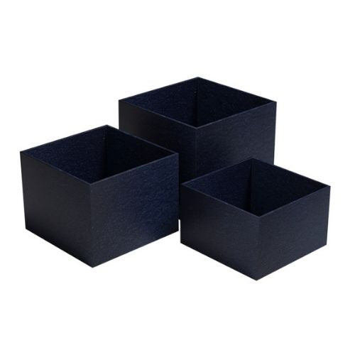 Poseidon Recycled Polystyrene Nestable Square Box L28xW28xH25cm, 3piecestainless Steelet, Deep Blue