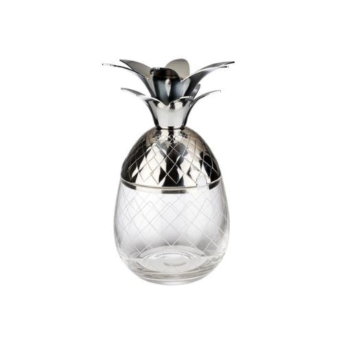 APS Barrel Mug Pineapple Glass With Stainless Steel Lid Ø8.5xH17.5cm, 0.35L