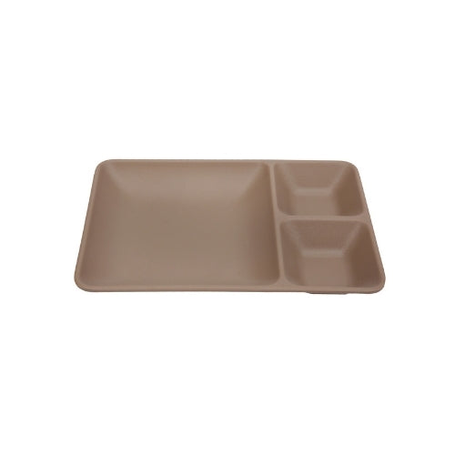 Shunta Melamine Rectangle 3-Divided/ Compartment Plate L24xW16.5xH3.1cm, Brown, Iwamatsu