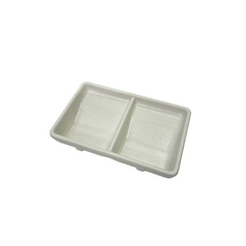 Shunta Melamine Rectangle 2-Divided/ Compartment Sauce Dish L13xW8.4xH2.4cm, White, Iwamatsu