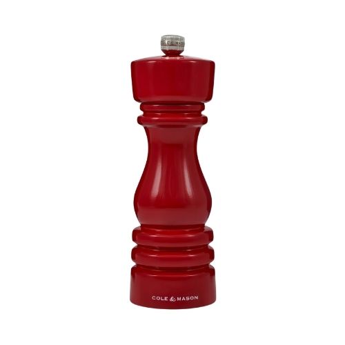 Cole&Mason Wooden Pepper Mill 18cm, Red Gloss, London