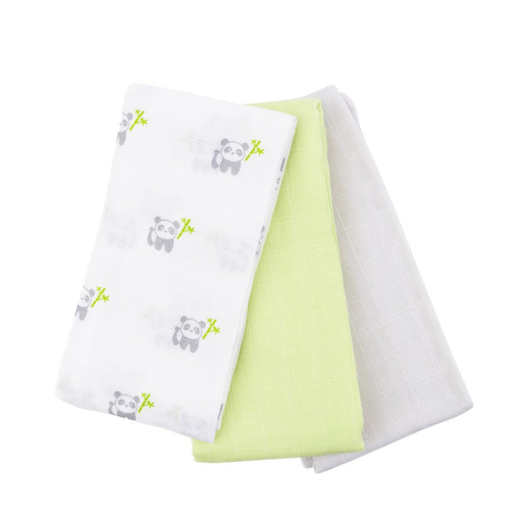 PANDA 100% Cotton Muslin Swaddle Blankets – 3 pack