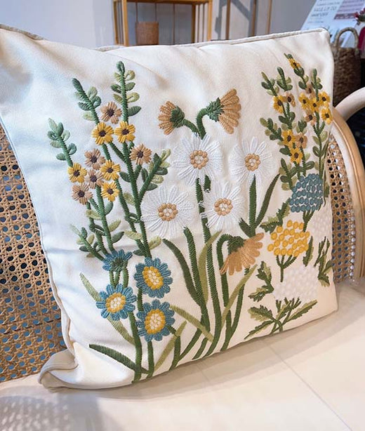 Deisgn 5 Floral Embroidery Cushion Covers Set of 2
