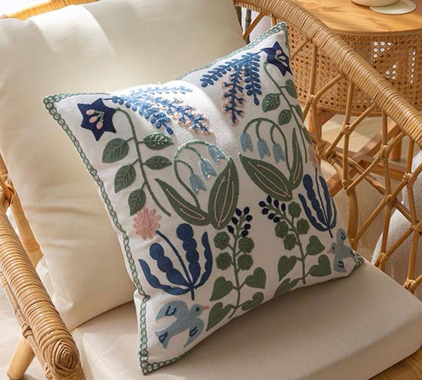 Deisgn 6 Floral Embroidery Cushion Covers Set of 2