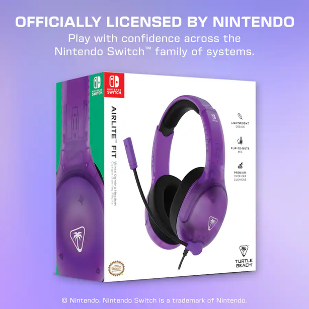 Turtle Beach Airlite Fit Wired Gaming Headset Compatible with Nintendo Switch