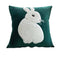 Velvet Fabric Rabbit Embroidery Emerald Green Cushion Covers Set of 2