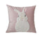 Velvet Fabric Front Rabbit Embroidery Pink Cushion Cover Set of 2