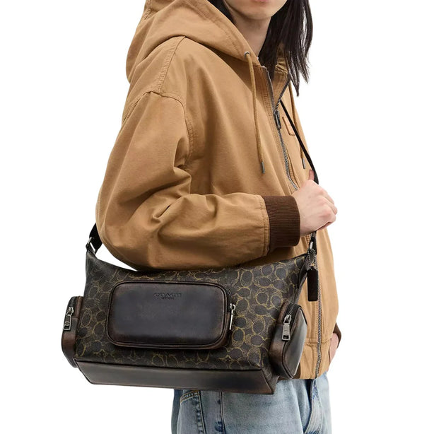 Coach Finn Crossbody Bag With Pockets In Loved Signature Canvas - Brown CDY57