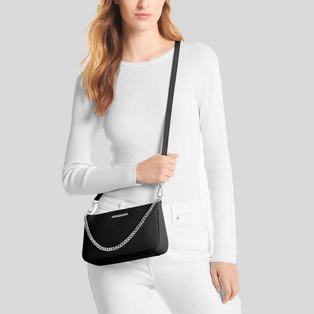 MICHAEL KORS Jet Set Medium Saffiano Leather Crossbody Bag Black RS-35S0STVU6L