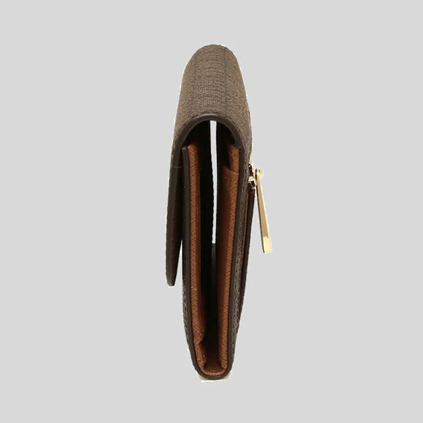 Michael Kors Jet Set Travel Large Trifold Wallet In Signature Coated Canvas Brown RS-35F8GTVF3B