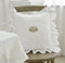 Ruffled White Lace With French Rose Embroidered Cushion Covers Set of 2