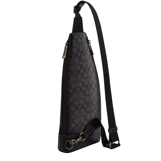 Coach Dominic Sling Pack Bag In Signature Canvas - Charcoal/ Black CY801