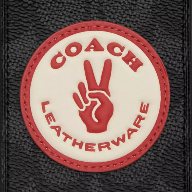 Coach Luggage Tag In Signature Canvas With Patches - Charcoal Multi CY898