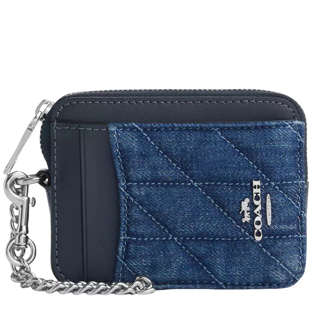 Coach Zip Card Case With Quilting - Denim CAR26