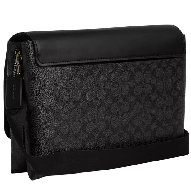 Coach Caleb Messenger Bag In Signature Canvas - Charcoal/ Black CY837