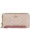 Coach Long Zip Around Wallet In Signature Canvas - Sand/ Peony CW778