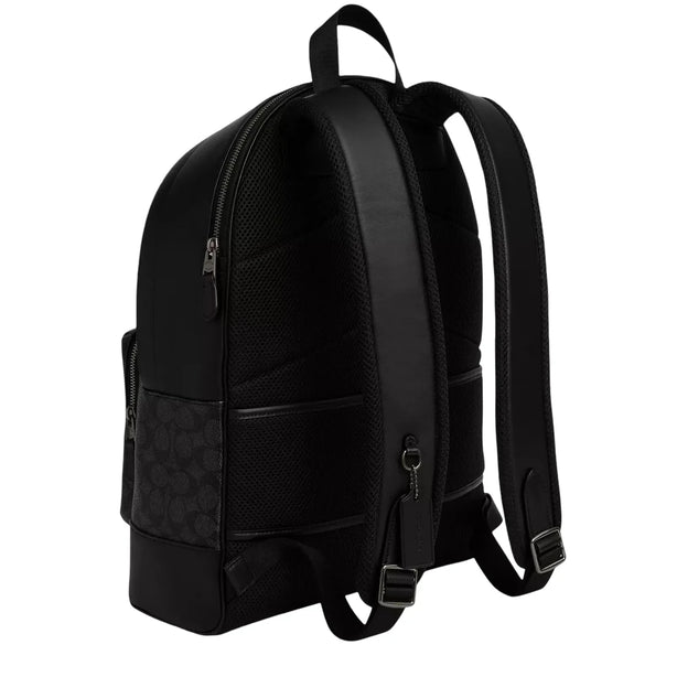 Coach West Backpack Bag In Signature Canvas With Varsity Stripe - Charcoal/ Denim/ Chalk CV922