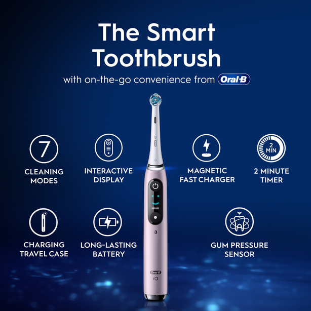 Oral-B iO Series 9 Rose Quartz Electric Toothbrush with Micro-Vibration Bluetooth A.I 3D Teeth Tracking Interactive Colour Display