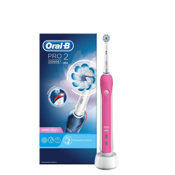 Oral B Pro 2 2000 Rechargeable Electric Toothbrush Round Oscillation Cleaning Pink Braun