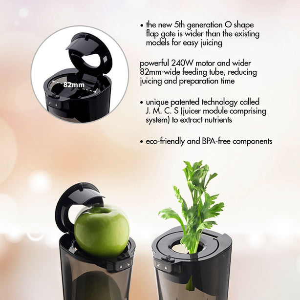 Kuvings E8000 Whole Slow Juicer with Dual Feeding Chute for Cold Press Masticating Juice (Pearl Black)