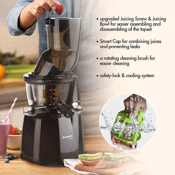 Kuvings E8000 Whole Slow Juicer with Dual Feeding Chute for Cold Press Masticating Juice (Pearl Black)