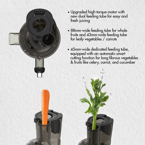 Kuvings REVO 830 Whole Slow Juicer with Triple Feeding Chute for Cold Press fibrous fruits and vegetables (Matt Silver)