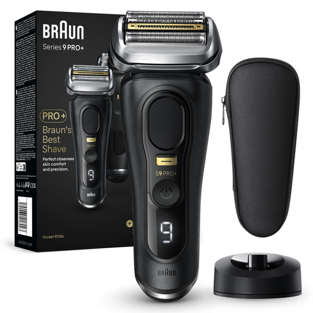 Braun Series 9 Pro+ 9510s Wet & Dry shaver with charging stand and travel case, atelier black