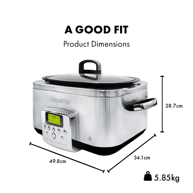 Greenpan Elite Slow Cooker 6L - Cloud Cream + GreenPan Melamine Sponge + Greenchef Spatula & Ladle