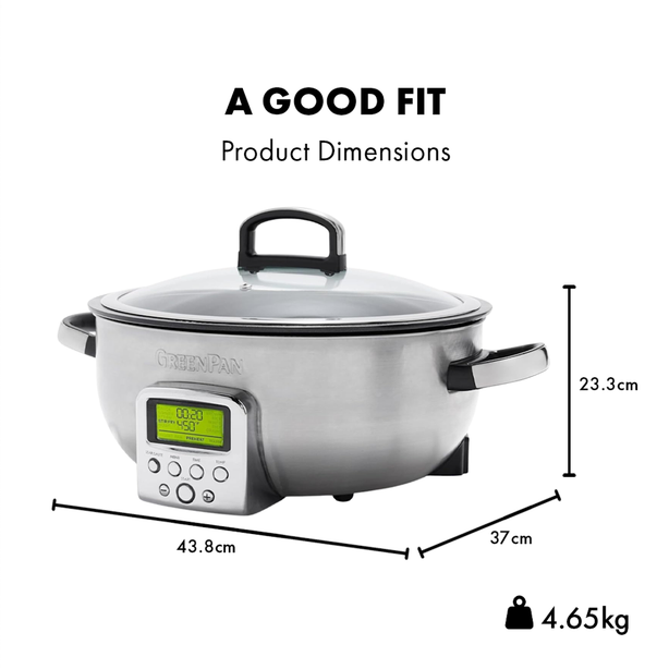 Greenpan Elite Omni Cooker 5.6L  - Stainless Steel + GreenPan Melamine Sponge + Greenchef Spatula & Ladle