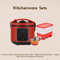 La Gourmet Flame 1.5L Healthy Rice Cooker (Red) + Tupperware 5kg Rice Smart +  Shogun Flame 12cm mini saucepan (non induction)