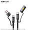 Acefast J5 Multi-Function Charging Data Cable USB-A+ USB-C+ LED Light - Black