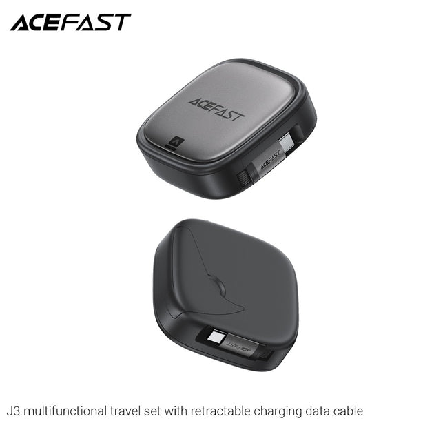Acefast J3 Multi Function Travel Set With Retractable Charging Data Cable - Black