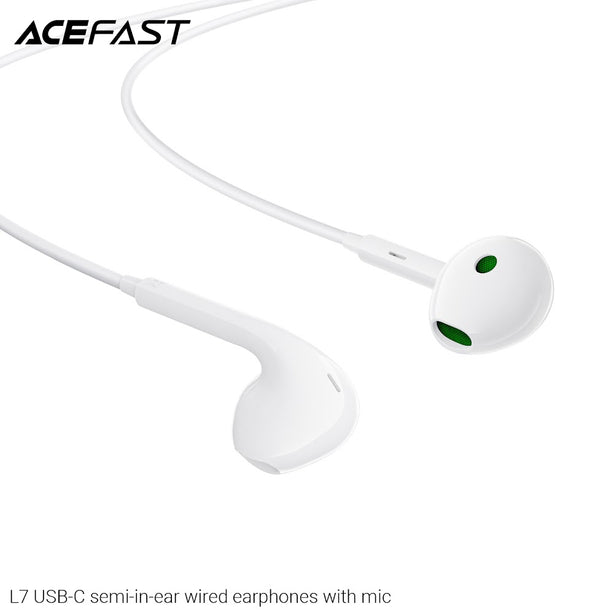 Acefast L7 USB-C Semi-In-Ear Wired Earphones With Mic - White