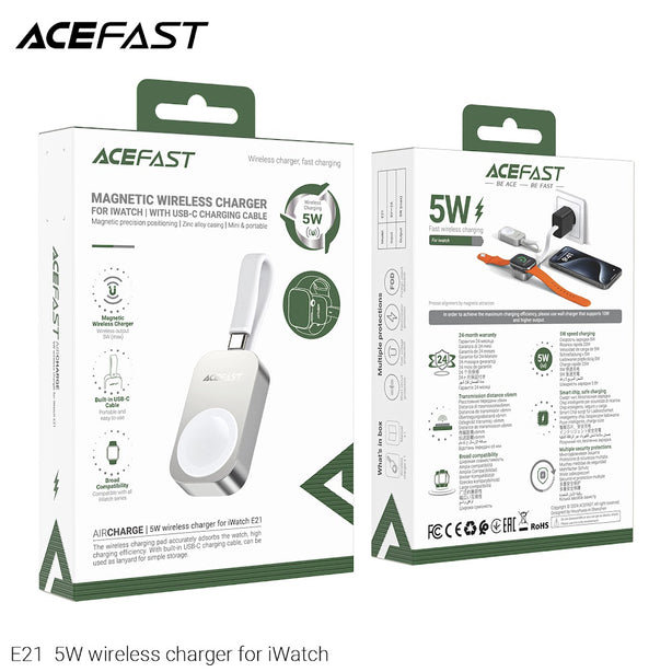 Acefast E21 5W wireless Charger for iWatch - Silver