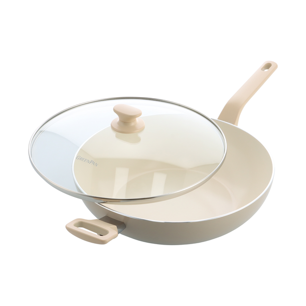 GreenPan Essence Taupe 32cm Wok with Cover