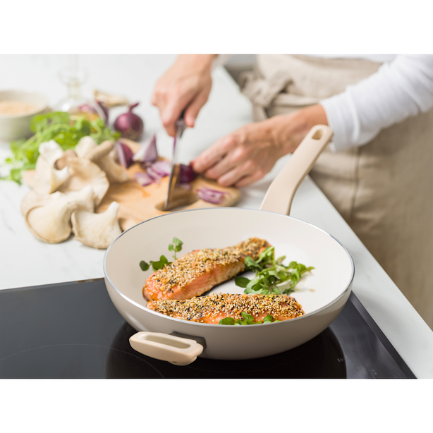 GreenPan Essence Taupe 32cm Wok with Cover