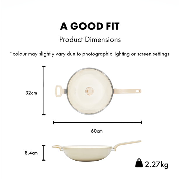 GreenPan Essence Taupe 32cm Wok with Cover