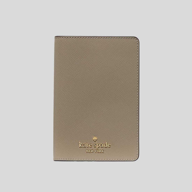 KATE SPADE Saffiano Leather Passport Holder Oyster Shell RS-KN778