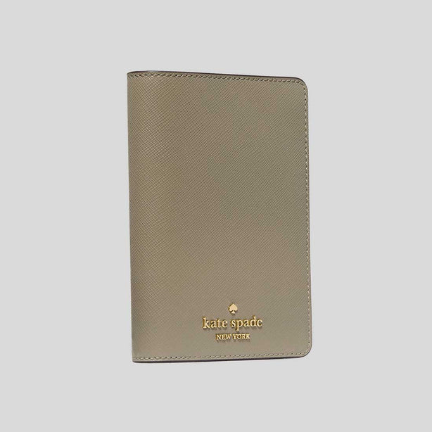 KATE SPADE Saffiano Leather Passport Holder Oyster Shell RS-KN778