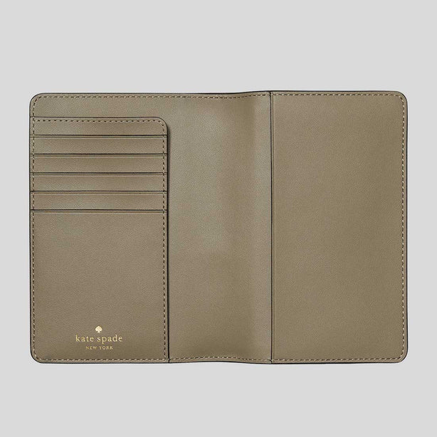 KATE SPADE Saffiano Leather Passport Holder Oyster Shell RS-KN778