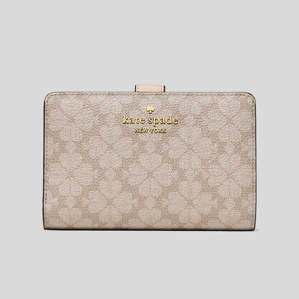 KATE SPADE Spade Flower Medium Compact Bifold Wallet Dark Beige RS-KN756