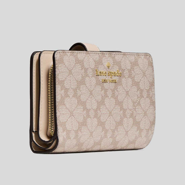 KATE SPADE Spade Flower Medium Compact Bifold Wallet Dark Beige RS-KN756