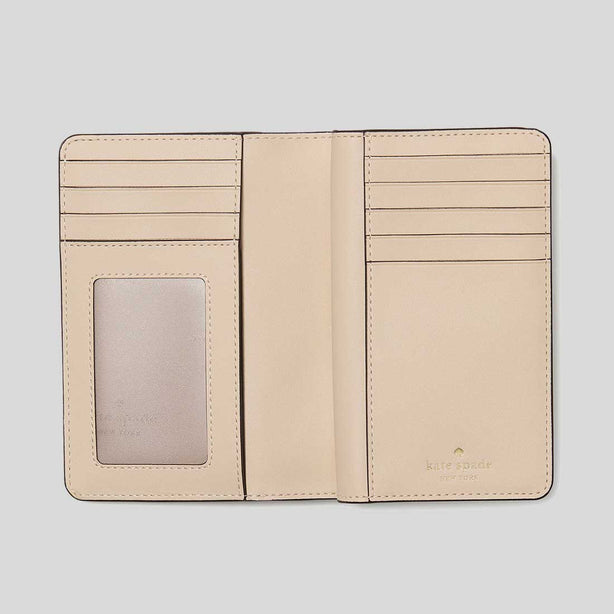 KATE SPADE Spade Flower Medium Compact Bifold Wallet Dark Beige RS-KN756